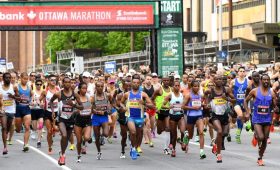 Runners take off at the 2016 Scotiabank Ottawa Marathon start line