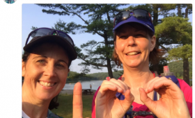 Kristi celebrates running 100K with fellow trail runner Leanne Richardson